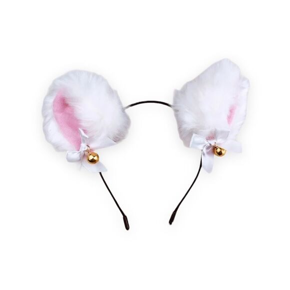 Fur Ears Bow Bells Fox Ears Adjustable Headband NEW - Picture 3 of 5